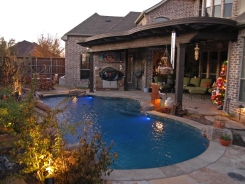 Free Form Pool with LED Lights and Cedar Arbor in Frisco