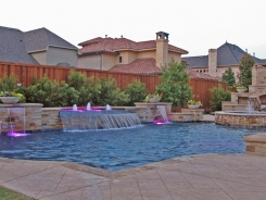 Grecian Pool, Fountain, Bubblers, Sheer Descents and Stone Walls and Columns in Frisco
