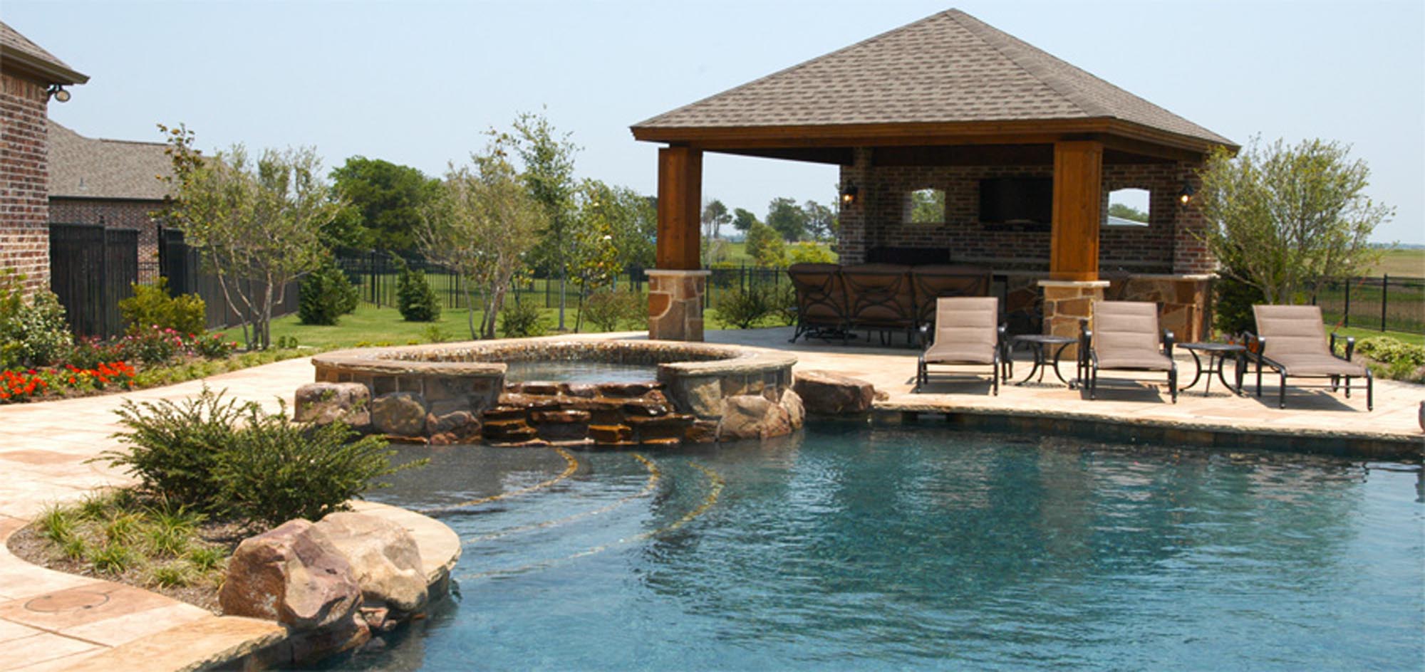 Patio Cover BBQ Island with Lueders and Stamped Concrete in Prosper