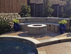 Fire Pit with Seating Bench in Frisco