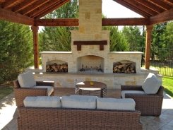 Granbury and Lueders Stone Fireplace with Patio Cover and Stamped Concrete in Lucas (1)