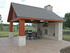 Patio Cover with Lueders Stone Fireplace