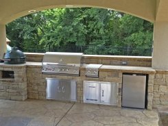 Stucco Pavilion with BBQ Island, Lighting in Frisco