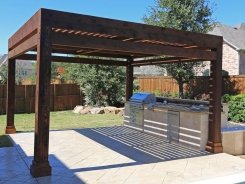 Travertine BBQ Island with Cedar Arbor in Allen (1)