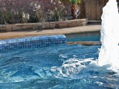 Glass Tile on Spa with Tiered Spillway in Dallas