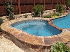 Glass Tile on Spa with Waterfall Spillway in Frisco (1)