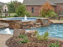 Glass Tile on Spa with Waterfall Spillway in Lucas