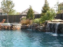 Glass Tile on Spa with Waterfall Spillway in Prosper (1)